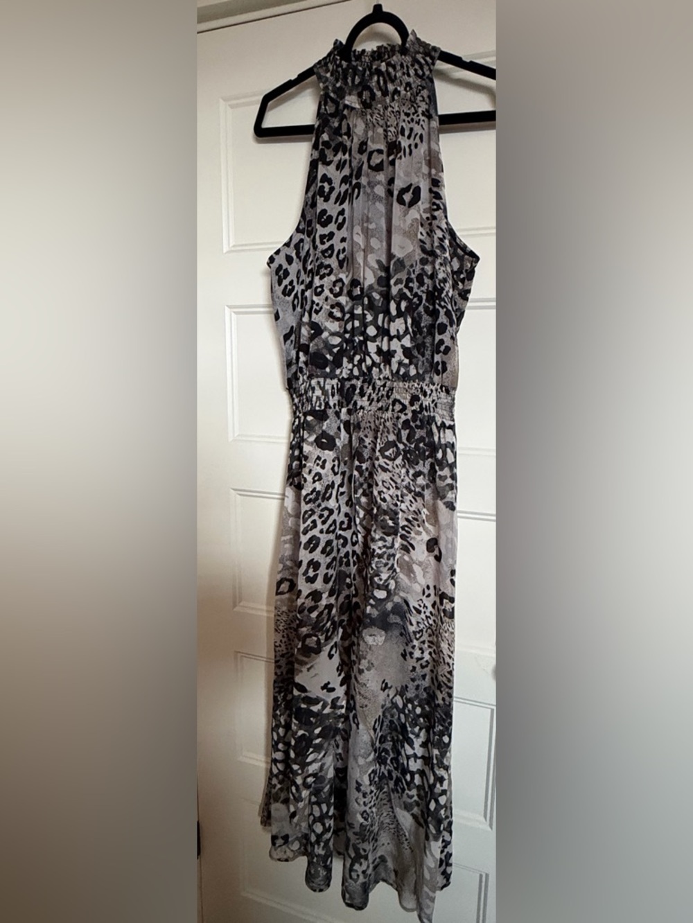 VENUS Black & Gray Animal-Print Hi-Lo Halter top/dress
